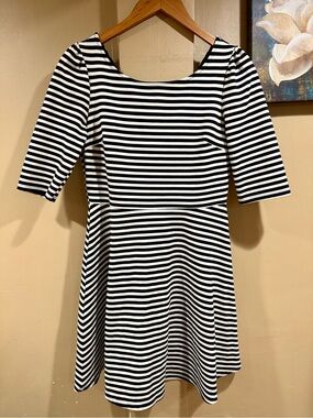 Pixley Black and White Striped Fit-and-Flare Dress
